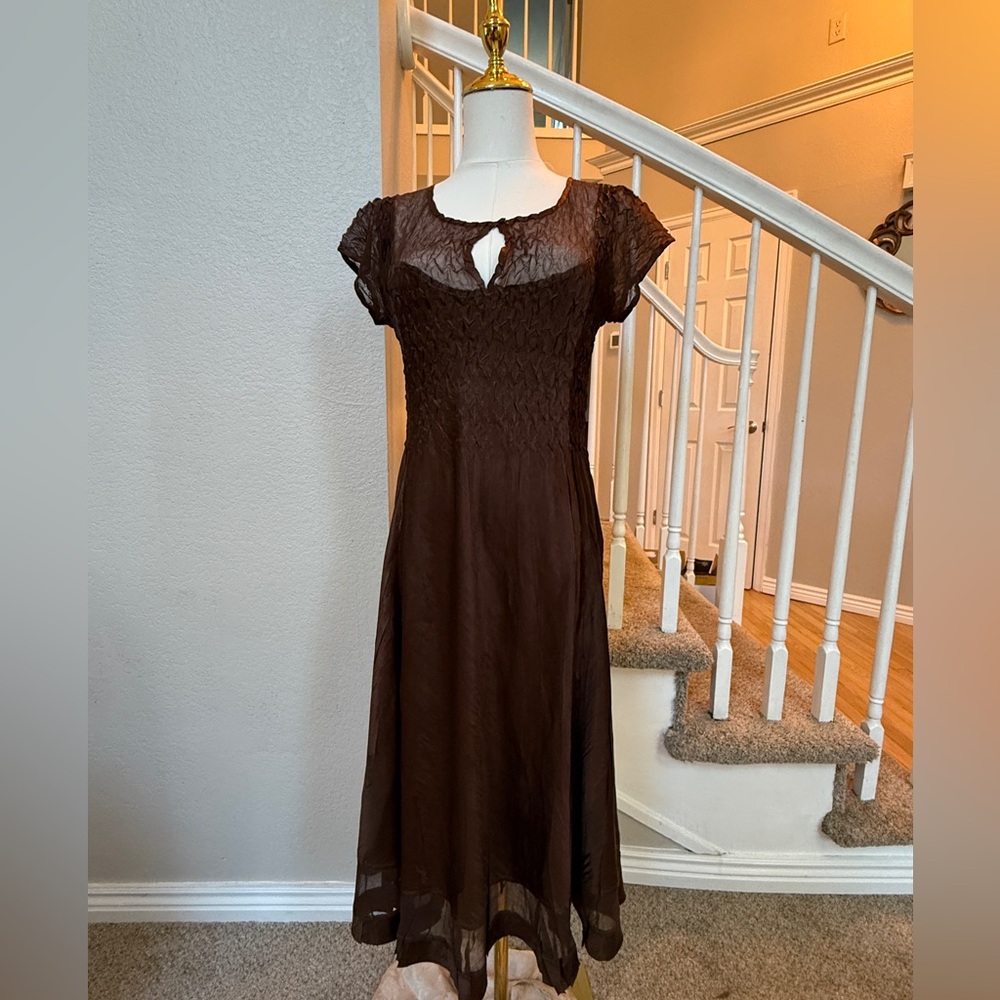 Komarov Brown A-Line Midi Dress